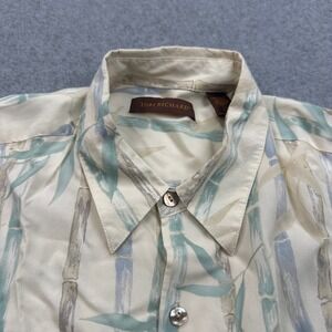 Tori Richard Bamboo Print Camp Shirt Button Up Short Sleeve Cream‎ XL Stretch